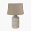 Atouk Textured Natural and Black Stoneware Table Lamp Base with Winston 35cm Taupe Handloom Tapered Lampshade