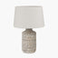 Atouk Textured Natural and Black Stoneware Table Lamp Base with Winston 35cm White Handloom Tapered Lampshade