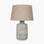 Atouk Textured Natural and Black Stoneware Table Lamp Base with Milos 35cm Natural Linen Tapered Lampshade