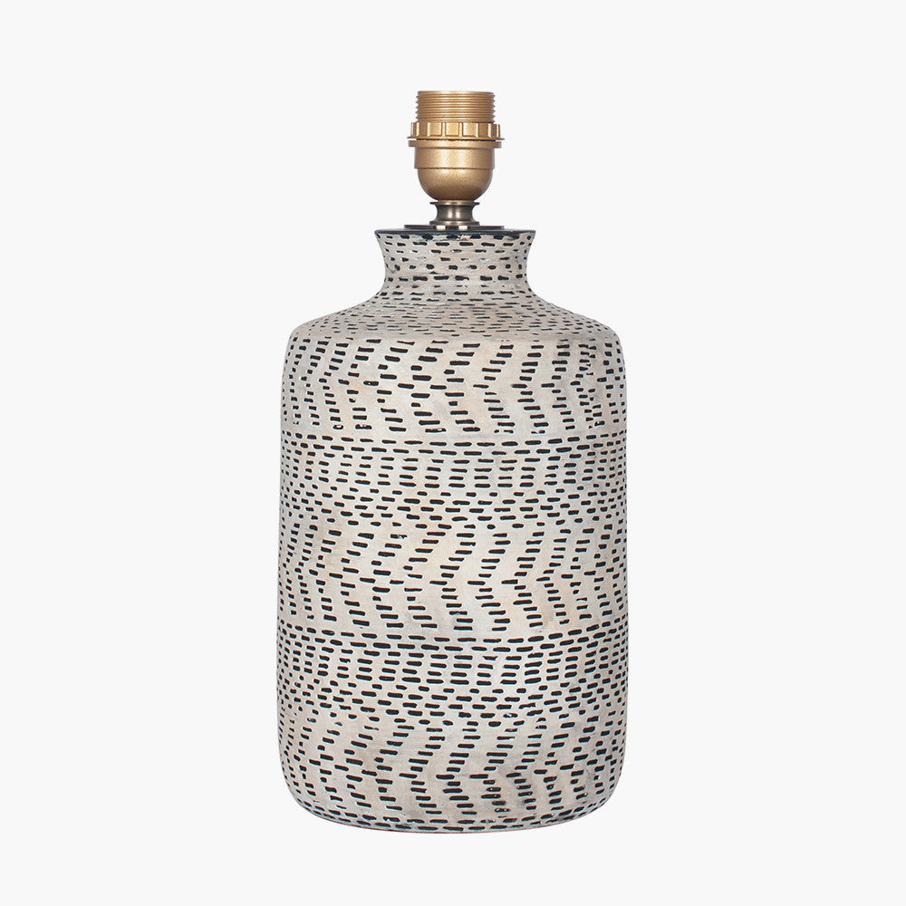 Atouk Textured Natural and Black Stoneware Table Lamp - Base Only