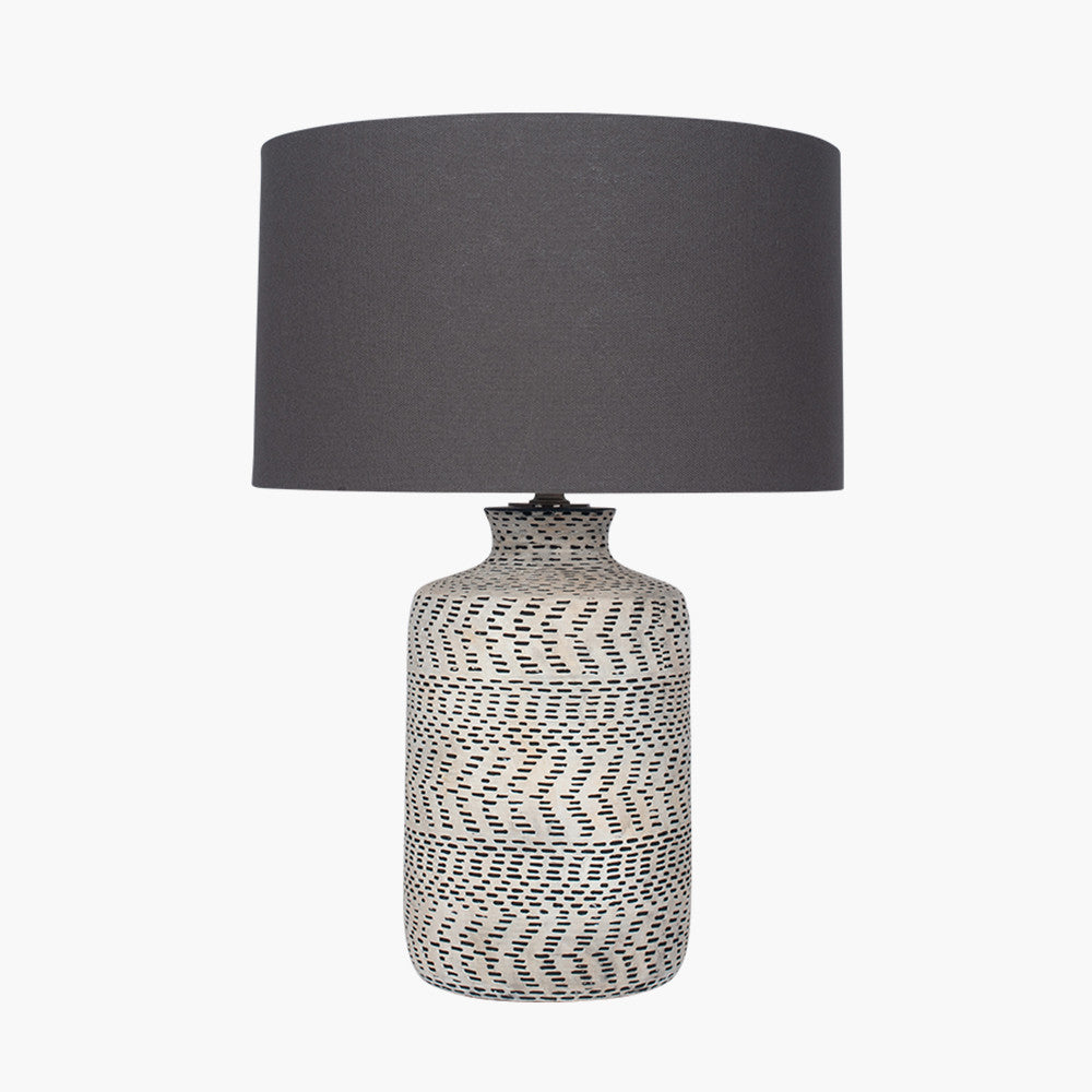 Atouk Textured Natural and Black Stoneware Table Lamp - Base Only