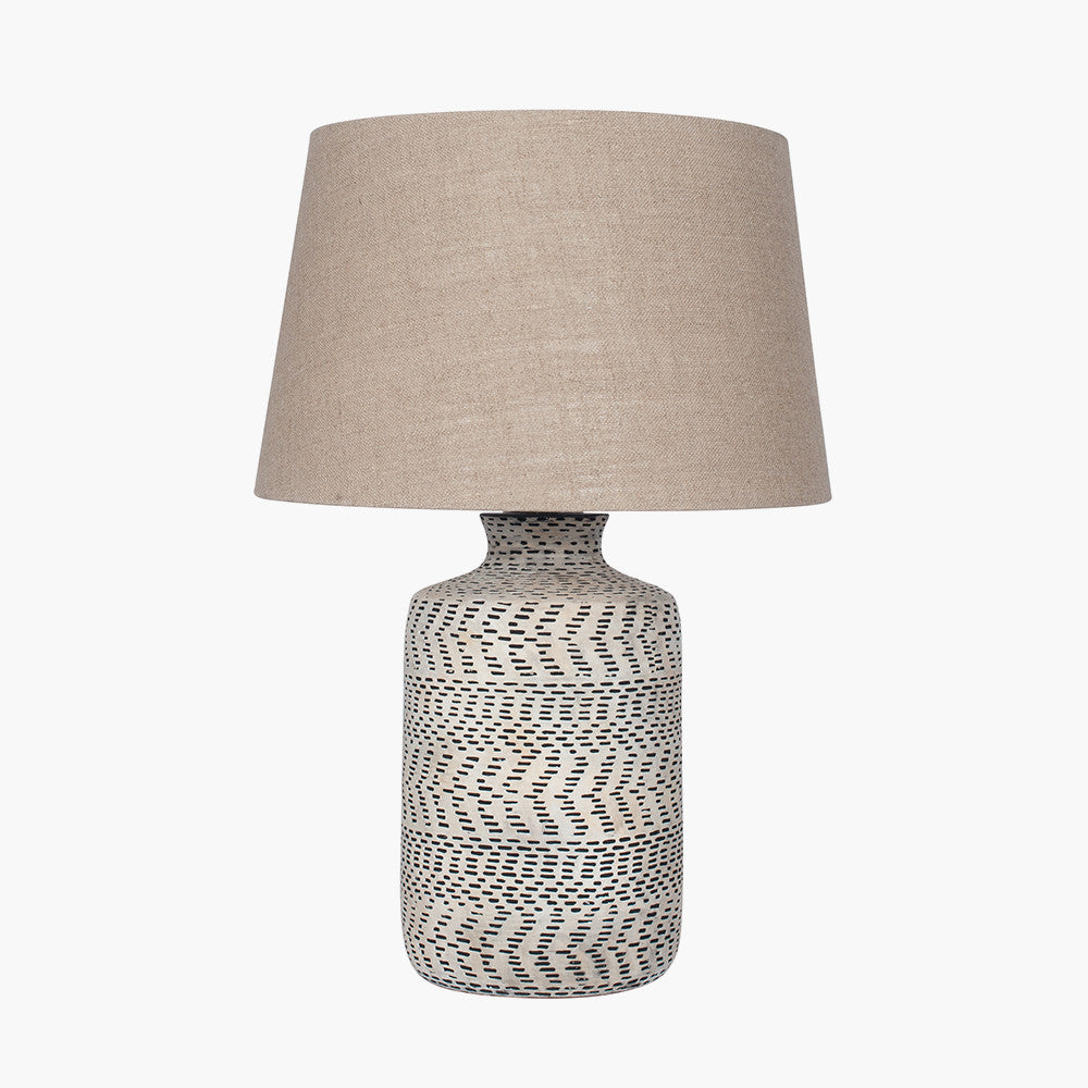 Atouk Textured Natural and Black Stoneware Table Lamp - Base Only