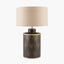 Deco Black Geo Art Deco Hand Painted Table Lamp Base with Harry 40cm Taupe Cotton Mix Cylinder Lampshade