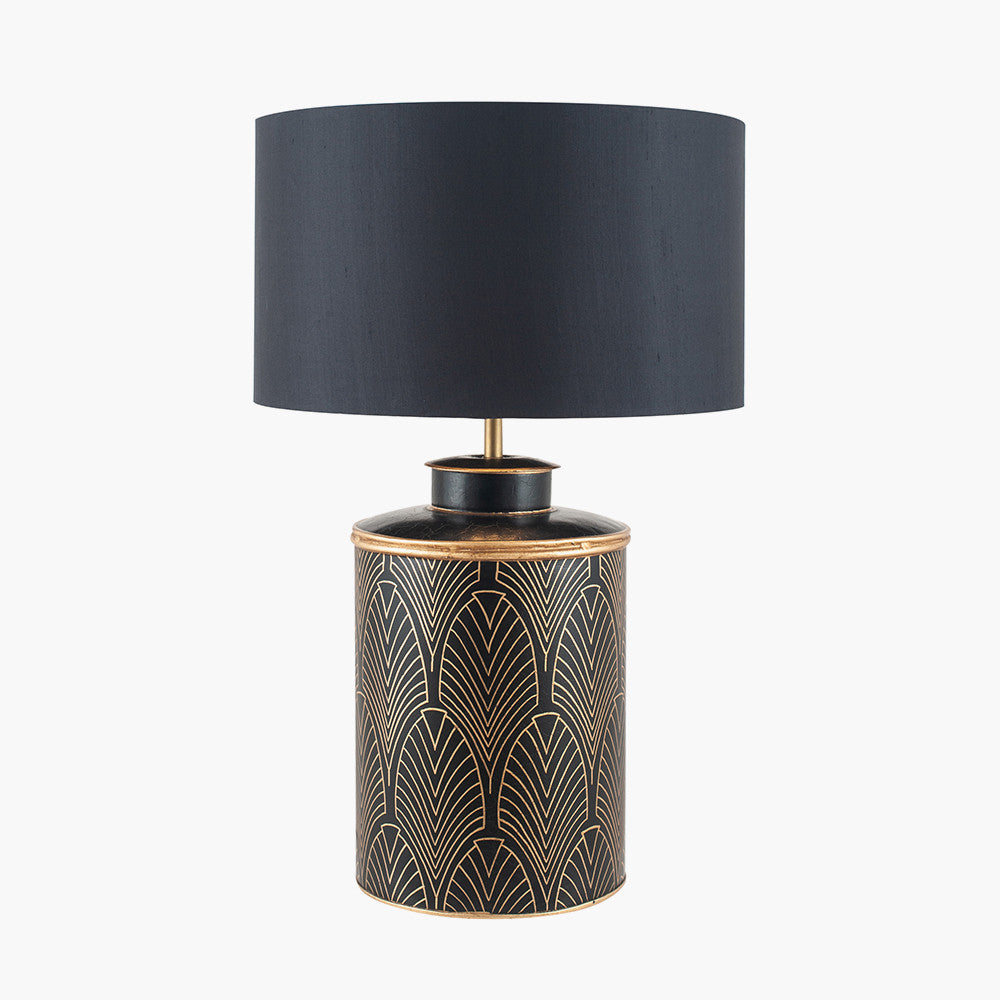 Deco Black Geo Art Deco Hand Painted Table Lamp - Base Only