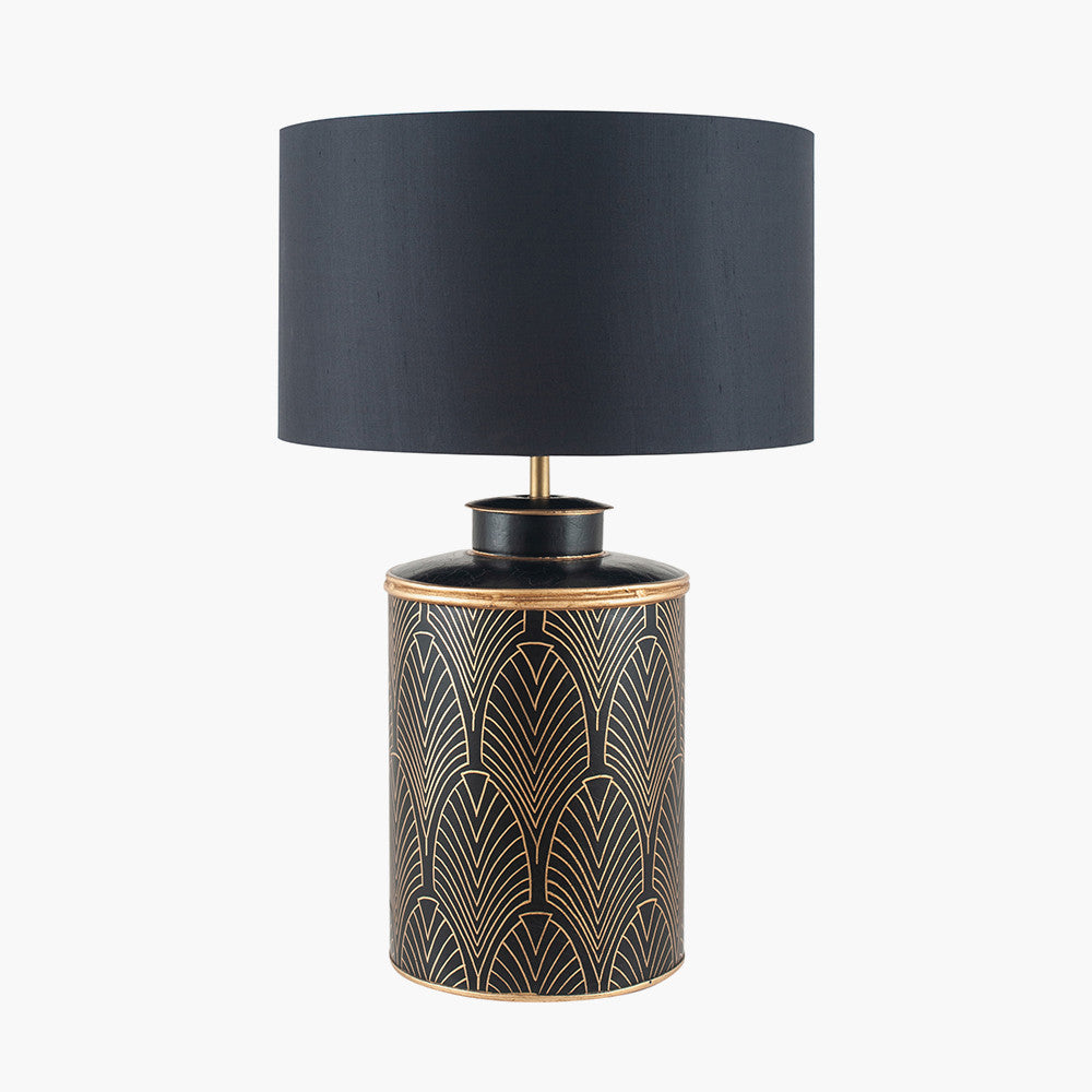 Deco Black Geo Art Deco Hand Painted Table Lamp - Base Only