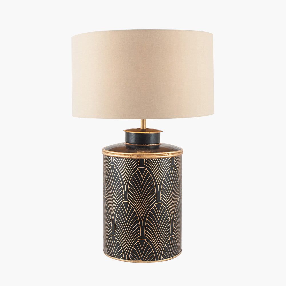 Deco Black Geo Art Deco Hand Painted Table Lamp - Base Only