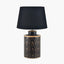 Chrysler Black Art Deco Hand Painted Table Lamp Base with Adelaide 40cm Black Tapered Cotton Mix Lampshade