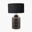Chrysler Black Art Deco Hand Painted Table Lamp Base with Harry 35cm Black Cotton Mix Cylinder Lampshade
