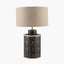 Chrysler Black Art Deco Hand Painted Table Lamp Base with Harry 35cm Taupe Cotton Mix Cylinder Lampshade