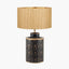 Chrysler Black Art Deco Hand Painted Table Lamp Base with Stellan 35cm Gold Slubbed Silk Mix Gold Lined Cylinder Lampshade