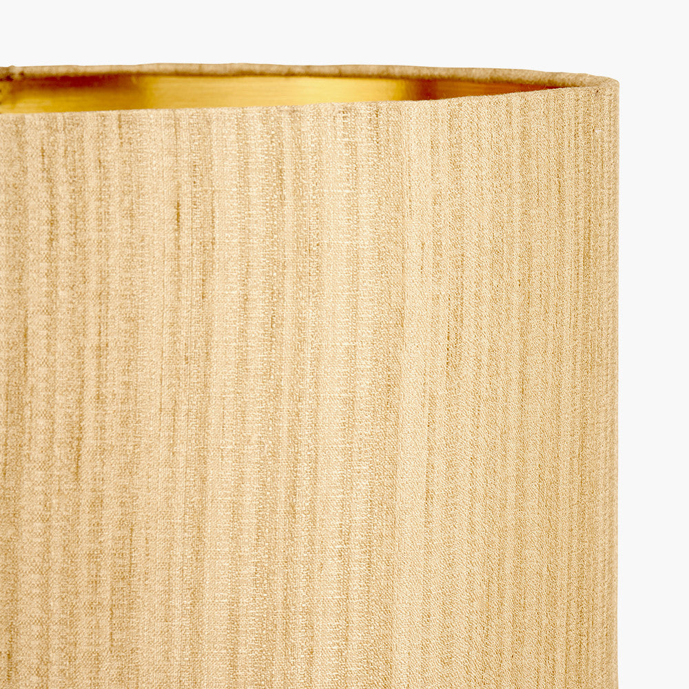 Chrysler Black Art Deco Hand Painted Table Lamp Base with Stellan 35cm Gold Slubbed Silk Mix Gold Lined Cylinder Lampshade