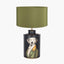 Pointer Black Hand Painted Dog Table Lamp Base with Harry 40cm Sage Cotton Mix Cylinder Lampshade