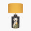 Pointer Black Hand Painted Dog Table Lamp Base with Henry 40cm Mustard Handloom Cylinder Lampshade