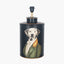 Pointer Black Hand Painted Dog Table Lamp Base with Henry 40cm White Handloom Cylinder Lampshade