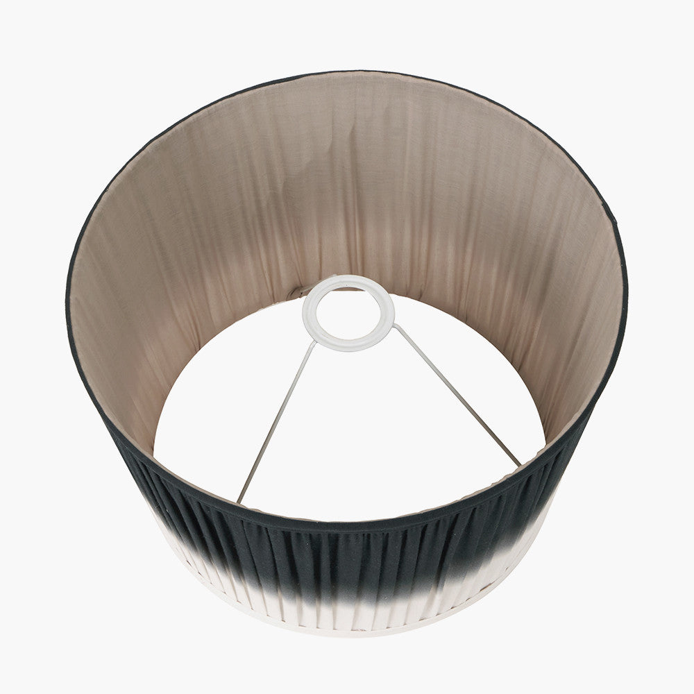 Manaia White Wash Textured Wood Table Lamp Base with Scallop 35cm Black Ombre Soft Pleated Tapered Shade