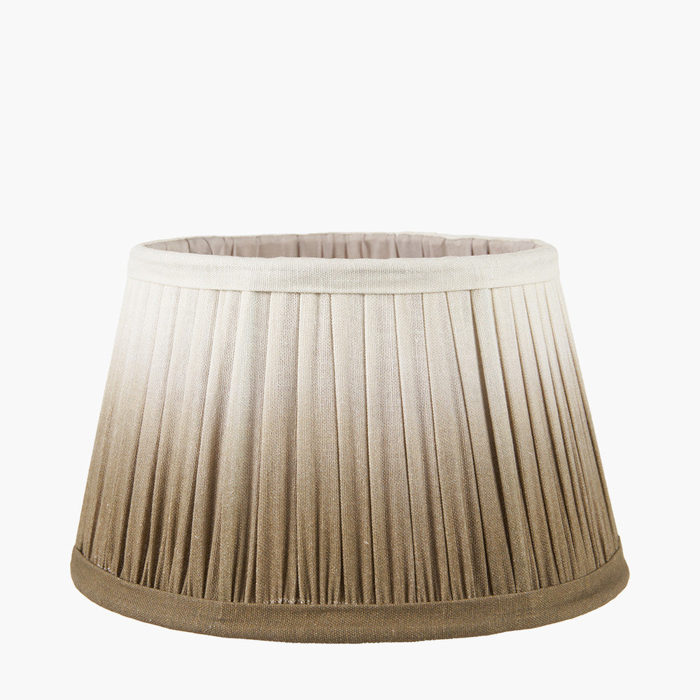 Manaia White Wash Textured Wood Table Lamp Base with Scallop 35cm Taupe Ombre Soft Pleated Tapered Lampshade