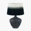 Manaia Antique Black Textured Wood Table Lamp Base with Scallop 35cm Black Ombre Soft Pleated Tapered Shade