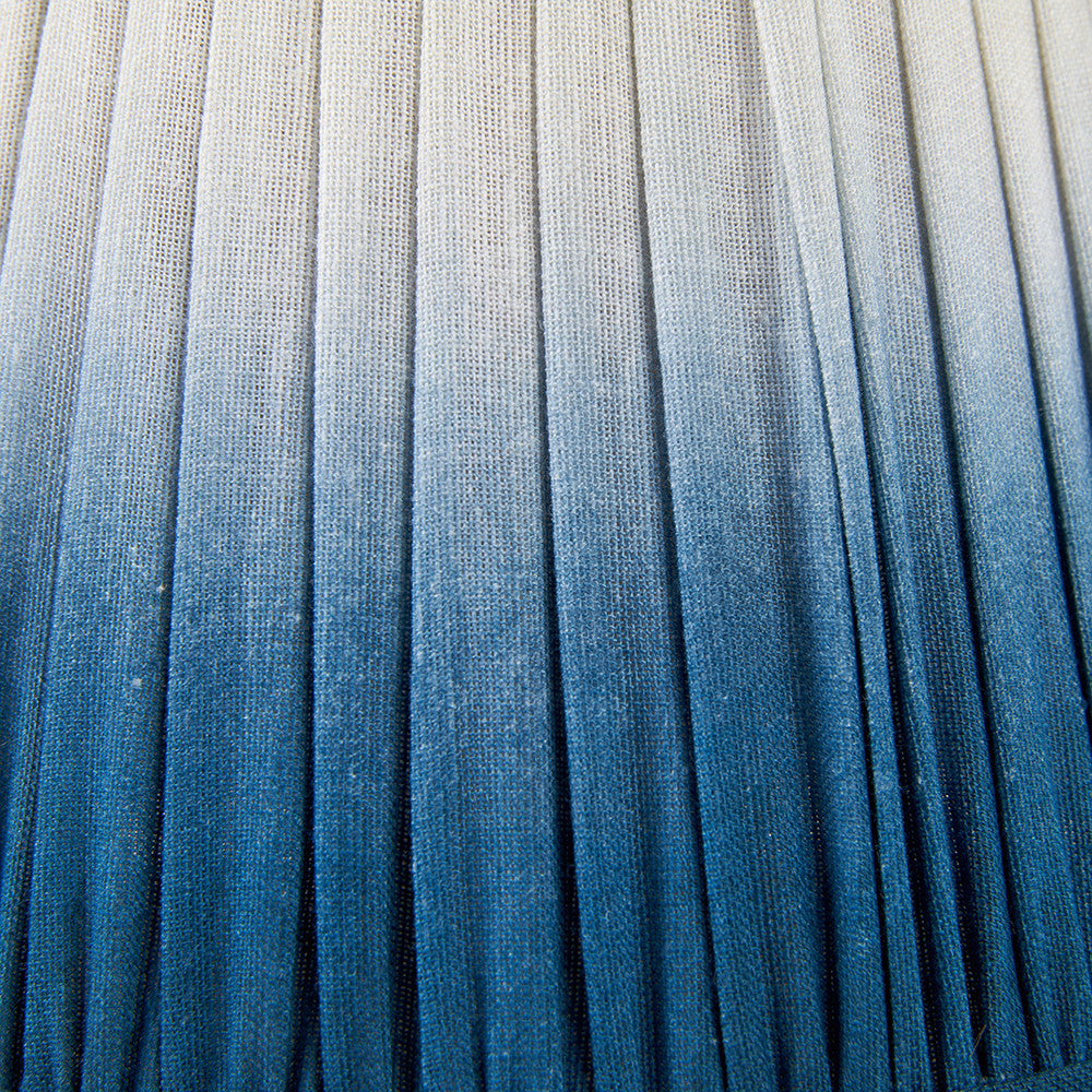Manaia Antique Black Textured Wood Table Lamp Base with Scallop 35cm Blue Ombre Soft Pleated Tapered Lampshade