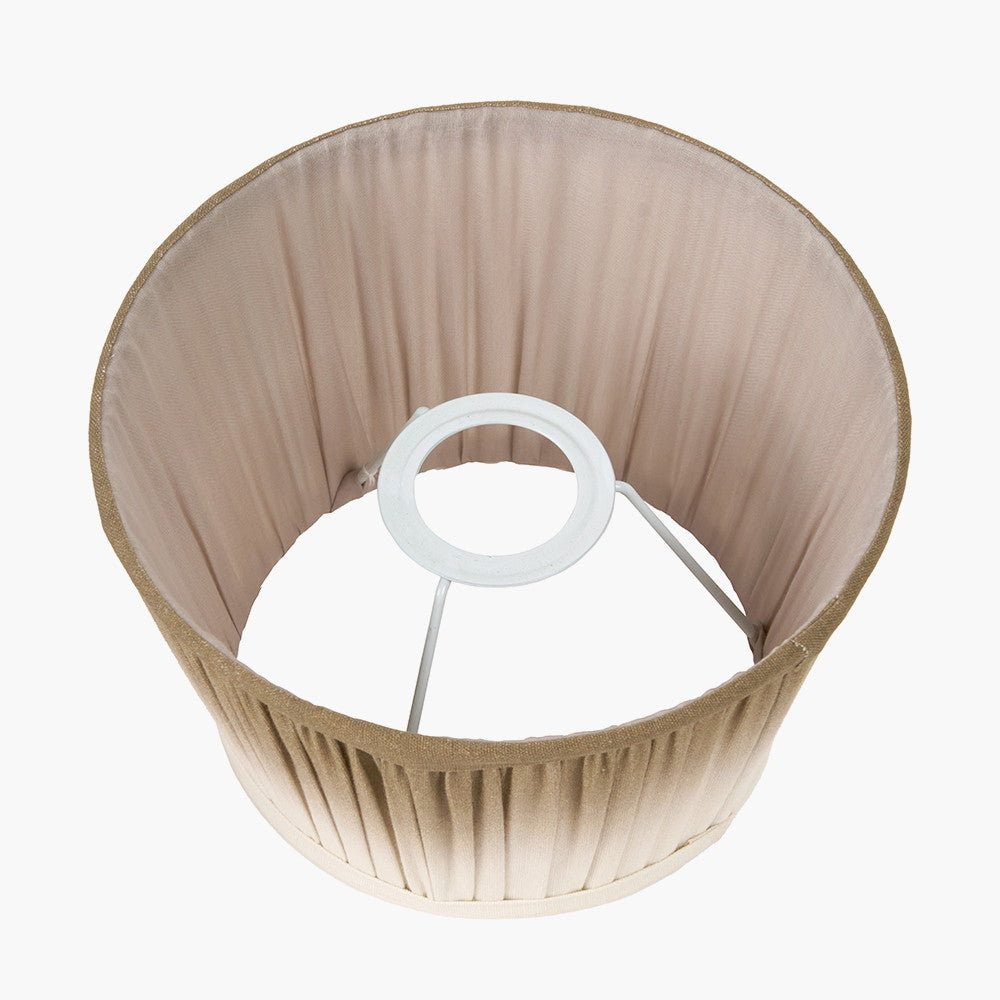 Manaia Antique Black Textured Wood Table Lamp Base with Scallop 35cm Taupe Ombre Soft Pleated Tapered Lampshade