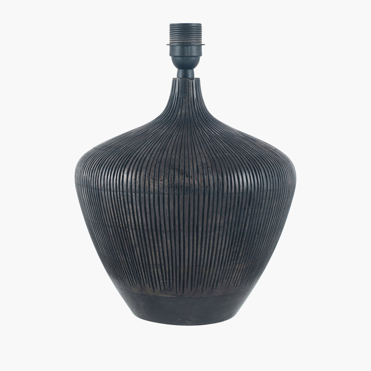 Manaia Antique Black Textured Wood Table Lamp - Base Only