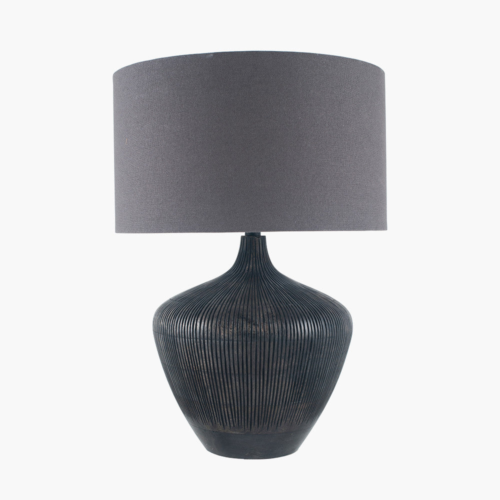Manaia Antique Black Textured Wood Table Lamp - Base Only