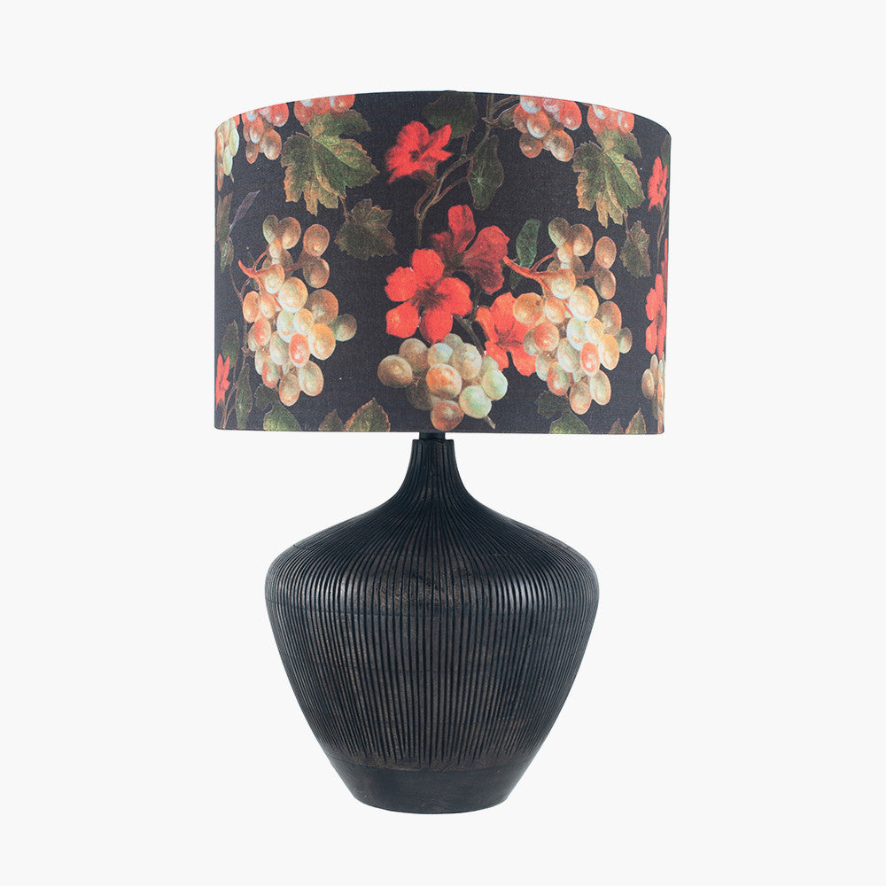 Manaia Antique Black Textured Wood Table Lamp - Base Only