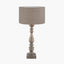 Alia Grey Wash Turned Mango Wood Table Lamp Base with Edward 40cm Natural Linen Cylinder Lampshade
