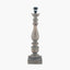 Alia Grey Wash Turned Mango Wood Table Lamp Base with Edward 40cm Pistachio Green Linen Cylinder Lampshade