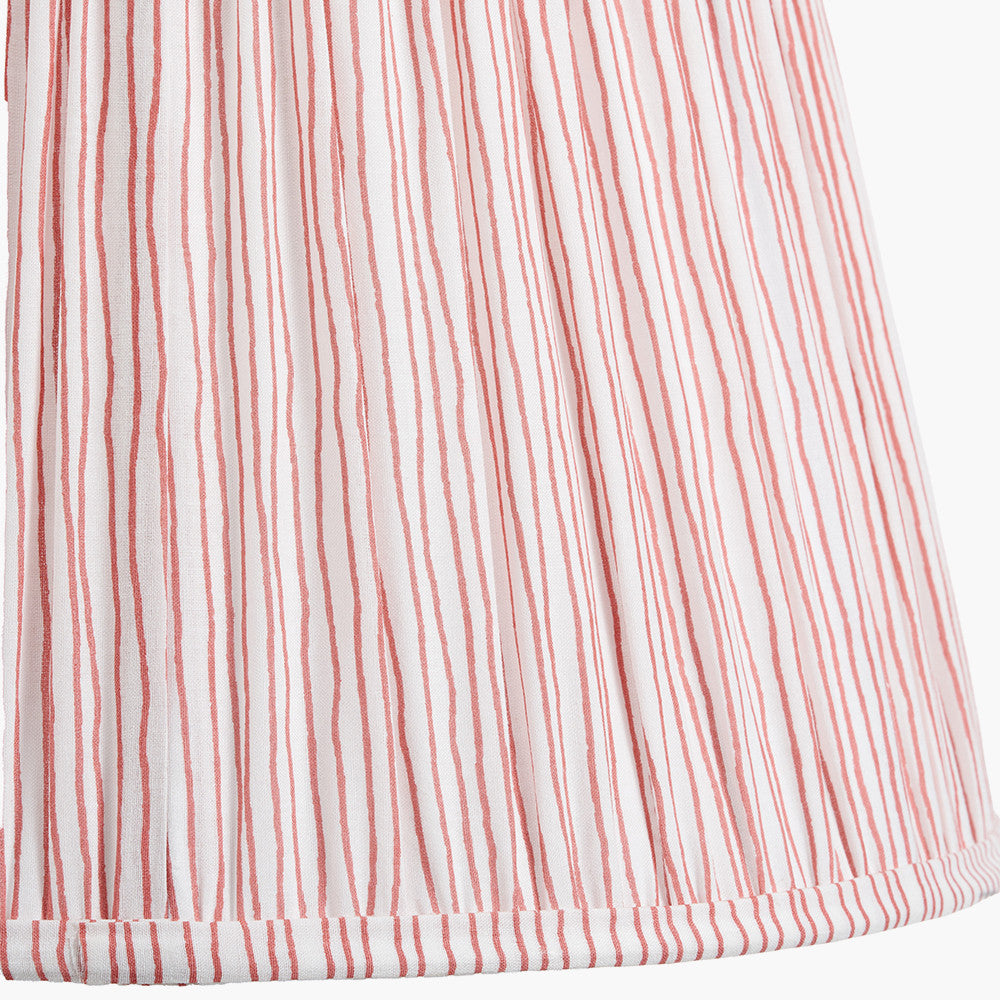 Alia Grey Wash Turned Mango Wood Table Lamp Base with Thiago 45cm Cinnamon Stripe Mushroom Pleat Tapered Lampshade