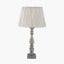 Alia Grey Wash Turned Mango Wood Table Lamp Base with Thiago 45cm Natural Stripe Mushroom Pleat Tapered Lampshade
