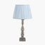 Alia Grey Wash Turned Mango Wood Table Lamp Base with Thiago 45cm Ocean Blue Stripe Mushroom Pleat Tapered Lampshade