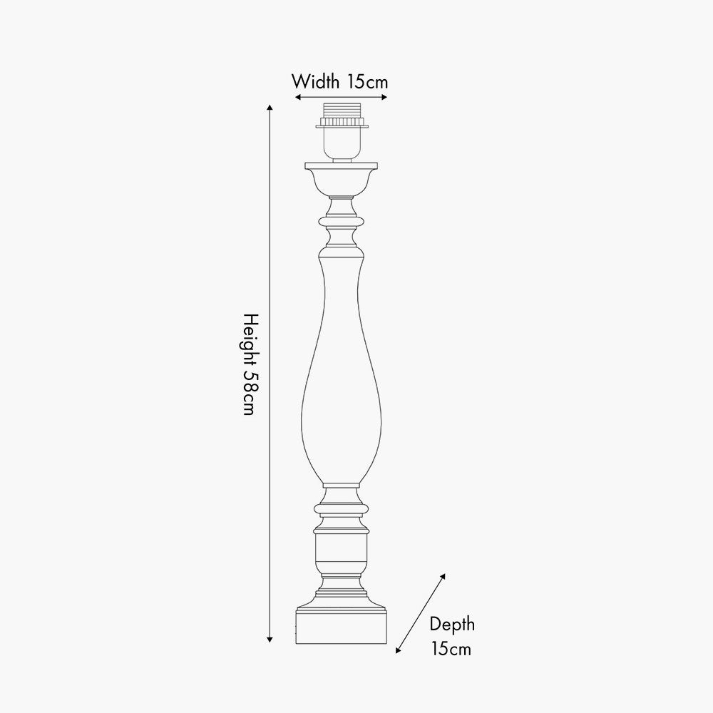 Alia Grey Wash Turned Mango Wood Table Lamp - Base Only