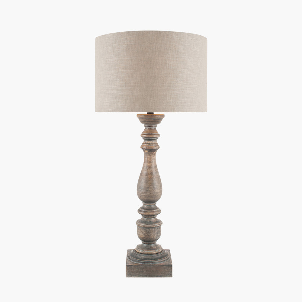 Alia Grey Wash Turned Mango Wood Table Lamp - Base Only