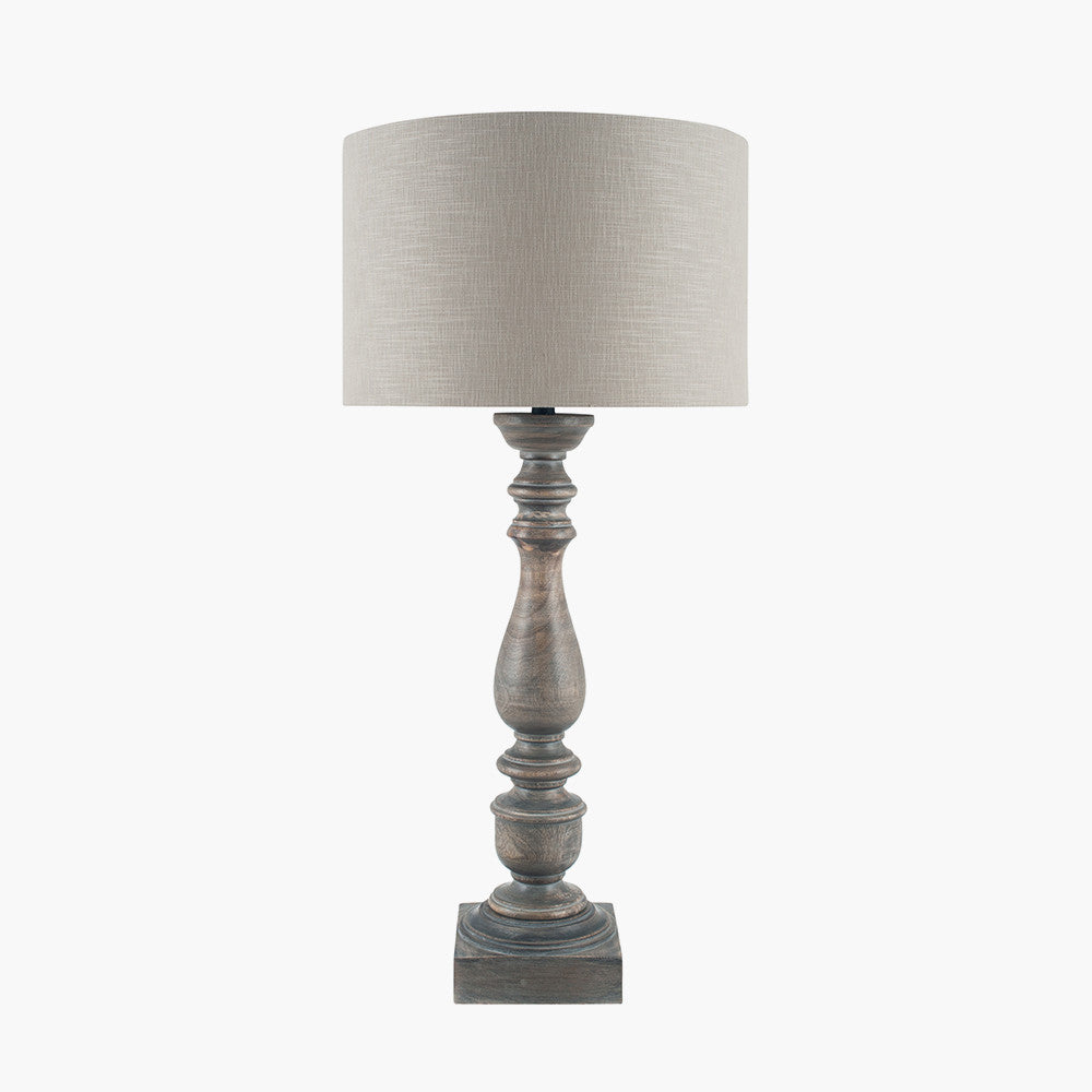 Alia Grey Wash Turned Mango Wood Table Lamp - Base Only