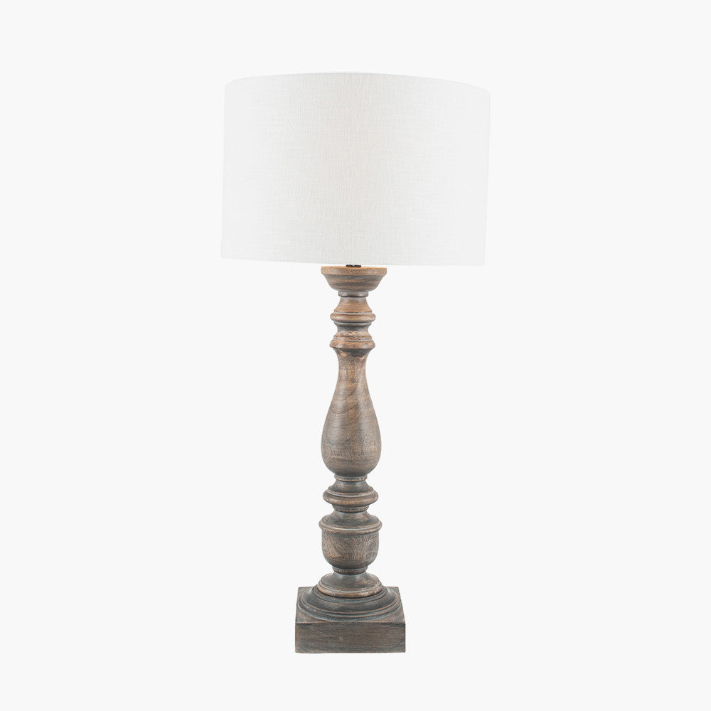 Alia Grey Wash Turned Mango Wood Table Lamp - Base Only