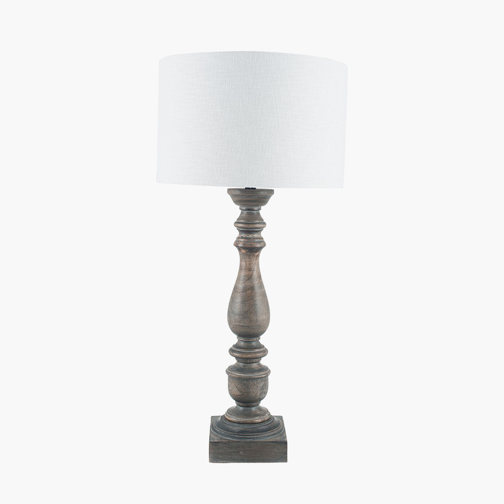 Alia Grey Wash Turned Mango Wood Table Lamp - Base Only