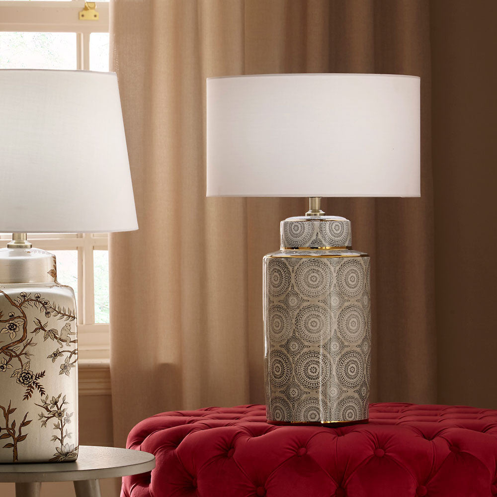 Kari Circle Pattern Ceramic Table Lamp - Base Only