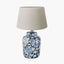 Fleur Blue Floral Ceramic Table Lamp Base with Coast 35cm Cream Calico Tapered Lampshade
