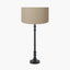 Rhode Matt Black Stick Metal Table Lamp Base with Henry 30cm Taupe Handloom Cylinder Lampshade