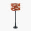 Rhode Matt Black Stick Metal Table Lamp Base with Lars 30cm Cinnamon Ikat Patterned Cylinder Lampshade
