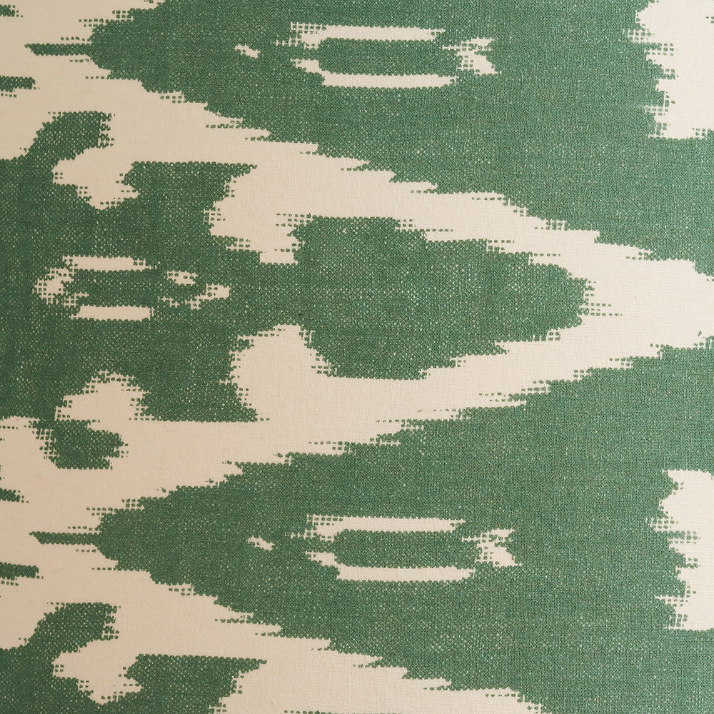 Rhode Matt Black Stick Metal Table Lamp Base with Lars 30cm Racing Green Ikat Patterned Cylinder Lampshade