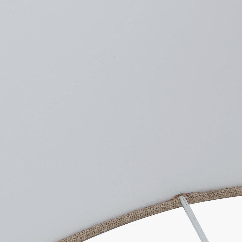 Langston Matt Black Metal Column Table Lamp Base with Edward 40cm Natural Linen Cylinder Lampshade