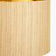 Langston Matt Black Metal Column Table Lamp Base with Stellan 40cm Gold Slubbed Silk Mix Gold Lined Cylinder Lampshade