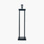 Langston Matt Black Metal Column Table Lamp Base with Lino 40cm Black Self Lined Linen Cylinder Lampshade