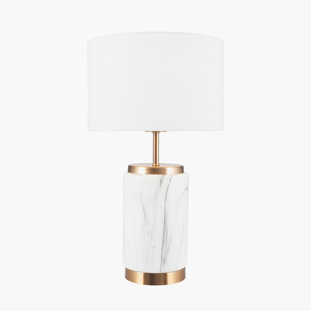 Carrara Marble Effect and Brass Ceramic Table Lamp