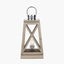 Devon Grey Wood and Chrome Lantern Table Lamp| OUTLET