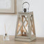 Devon Grey Wood and Chrome Lantern Table Lamp| OUTLET