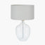 Islay Clear Bubble Glass Table Lamp Base with Harry 40cm Ivory Cotton Mix Cylinder Lampshade