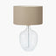 Islay Clear Bubble Glass Table Lamp Base with Henry 40cm Taupe Handloom Cylinder Lampshade