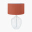 Islay Clear Bubble Glass Table Lamp Base with Henry 40cm Tobacco Handloom Cylinder Lampshade